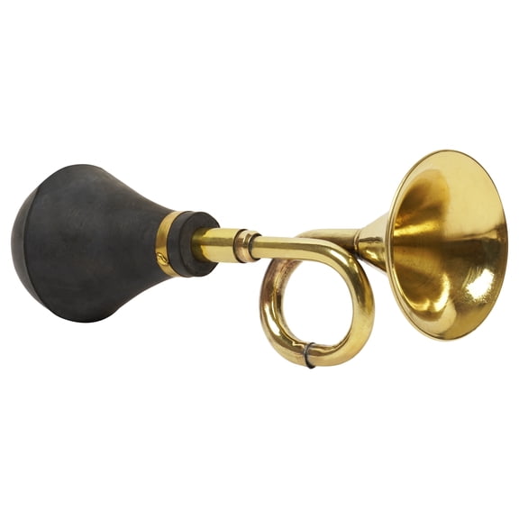 IBA Indianbeautifulart VintageBrassBugleHornRetro ClownHornMetal AirHornwith Squeeze Bulb for Old Car- Taxi- Golf Cart
