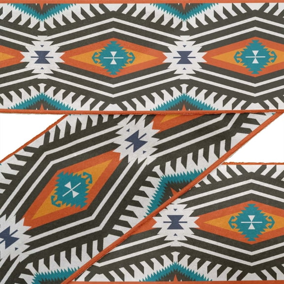 IBA Indianbeautifulart White Aztec Kilim Ribbon Trim Tape Fabric Laces For Crafts Printed Dupion Trim By 9 Yard Sewing Accessories 2 Inches