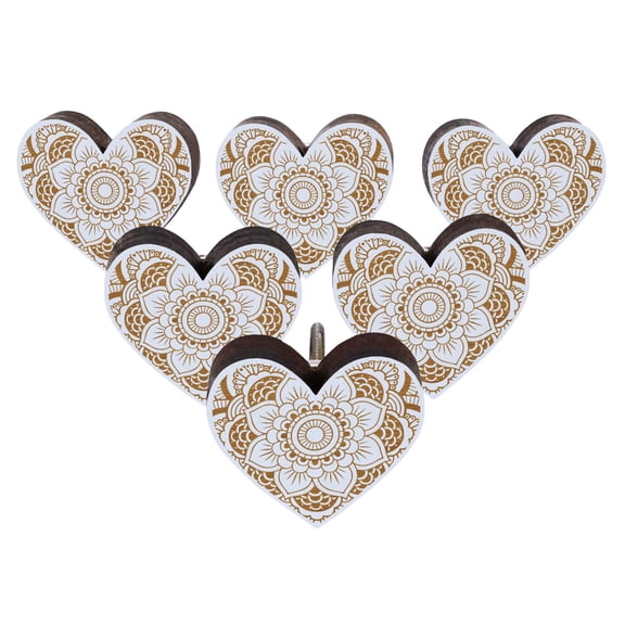 IBA Indianbeautifulart White Engraved Knobs Wooden Cupboard Door Knobs Pull Handle Pack of 10