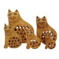 thumbnail image 1 of IBA Indianbeautifulart Wooden Undercut Cat Beautiful Handmade Carving Animal Figurines Decorations Set Of 5 Home & Table Top Decoration, 1 of 6