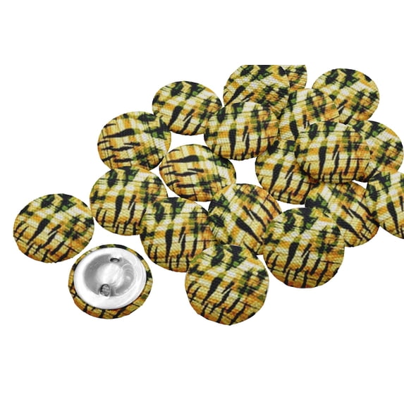 IBA Indianbeautifulart Yellow 2 Holes Canvas Round Buttons For Sewing 1 Inch Leopard & Tiger Animal Skin Printed Handmade Decorative Buttons Pack Of 50