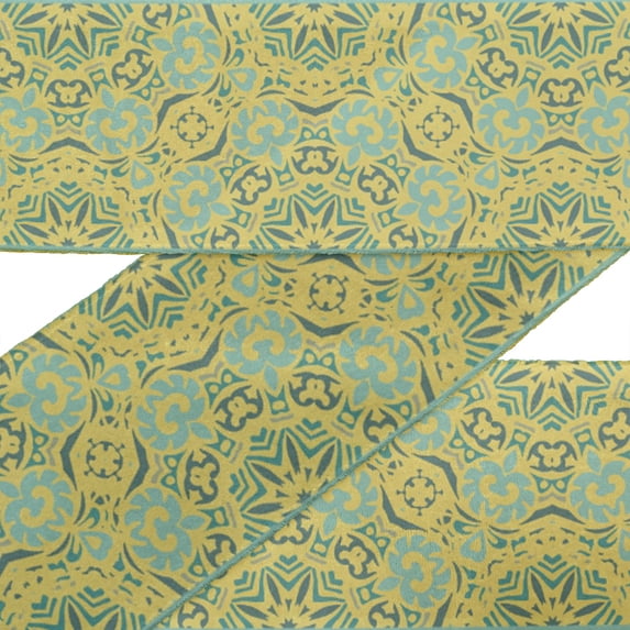 IBA Indianbeautifulart Yellow Mandala Kaleidoscope Printed Ribbon Trim 9 Yards Velvet Fabric Laces For Crafts Sewing Accessories 4 Inches