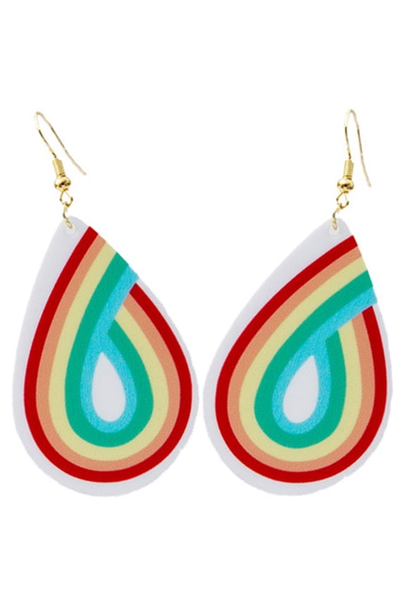 1 Pair Fun Drop Earrings Teardrop Acrylic Playful Style Rainbow for Women