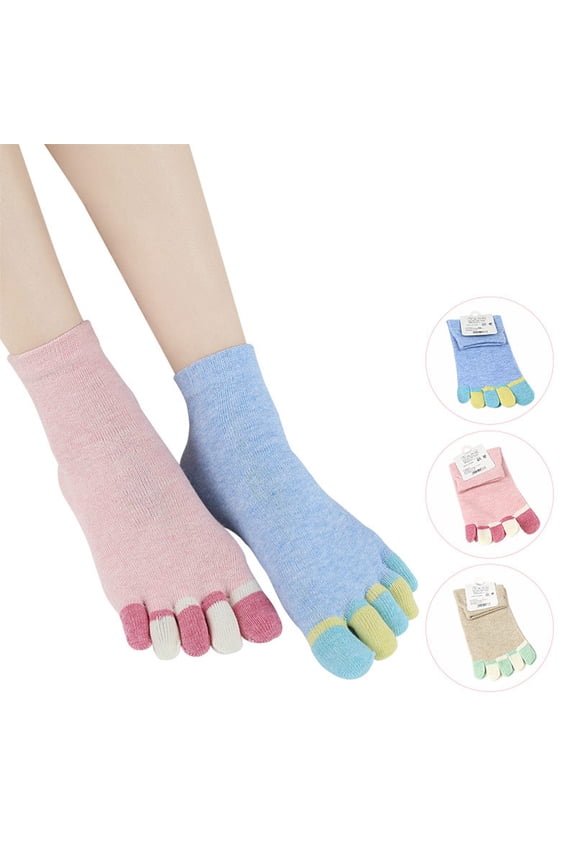 1 Pair Girls Socks Five Toes Socks Cotton Breathable For Women Daily Wear