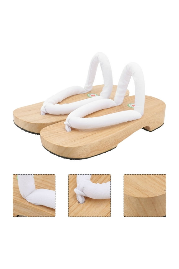 1 Pair Holzschuhe Japan Japanese Sandals White Wood Flat Sole Comfortable Long Wear Women