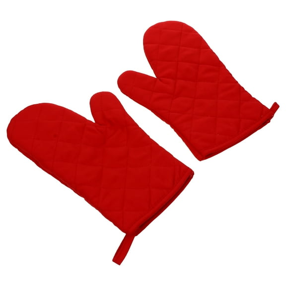 IBASETOY 1 Pair Kitchen Heat Resistant Gloves for Cooking Red Non Skid Grip Adults
