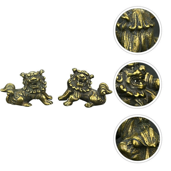 IBASETOY 1 Pair Brass Figurines Decor Lion Decoration Decoration for Living Room