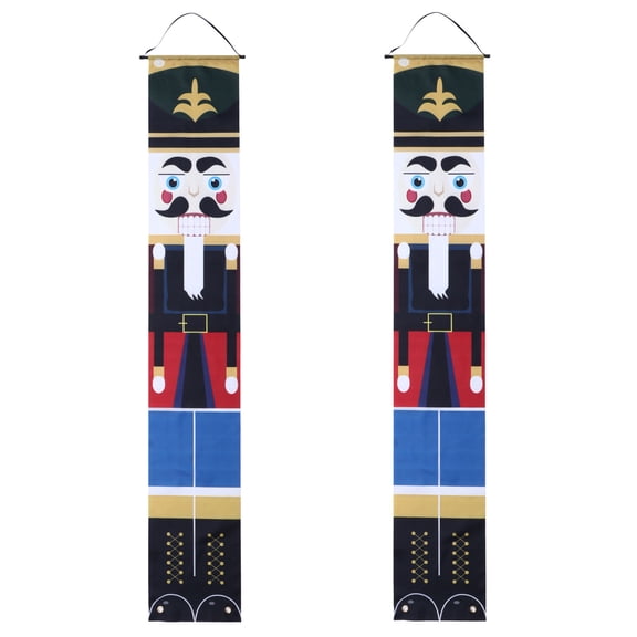 IBASETOY Christmas Door Couplet Multi Polyester Nutcracker Banner for Home Party Decor