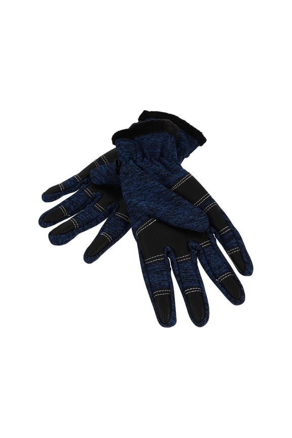 1 Pair Warm Gloves for Work Dark Blue Polar Fleece Thicken Fluffy Cold Winter