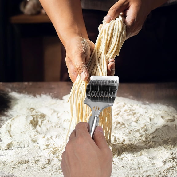 IBASETOY 1Pc Manual Noodle Slicer with Stainless Steel Cutter and Ergonomic White Handle for Cooking Use