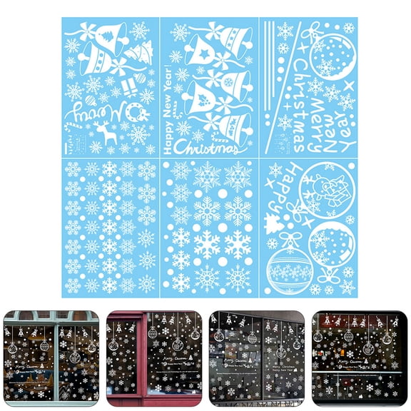 IBASETOY 1 Set Frosted Snowflake Vinyl Decals PVC Electrostatic Stickers for Christmas Home Decorations Business Owners