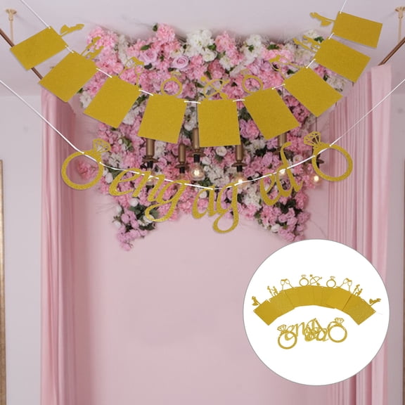 IBASETOY 1Set Yellow Engagement Banner Decorative Hanging Party Banner for Engagement and Wedding Celebration