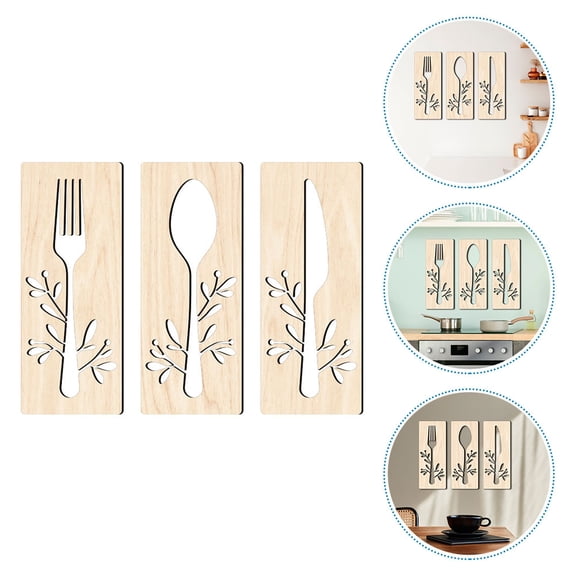 IBASETOY Kitchen Signs Decor For Wall Fork Spoon Cutter Sign Beige 1 Set Business Owners