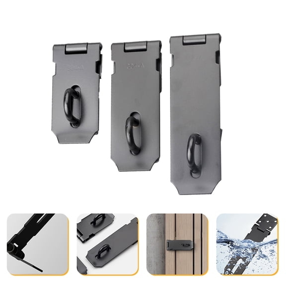 IBASETOY 1Set Door Locks Hasp Black Stainless Steel Door Safety Clasp Easy to Install