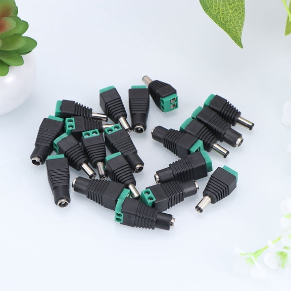 IBASETOY 10Pairs 2.1 by 5.5mm Male Female Dc Power Plug Adapter Connectors for Home Use Black