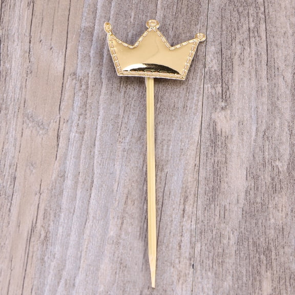 IBASETOY 10 Pcs Bright PU Shape Disposable Cupcake Toppers Party Favors for Kids Birthday Cake Decoration Golden