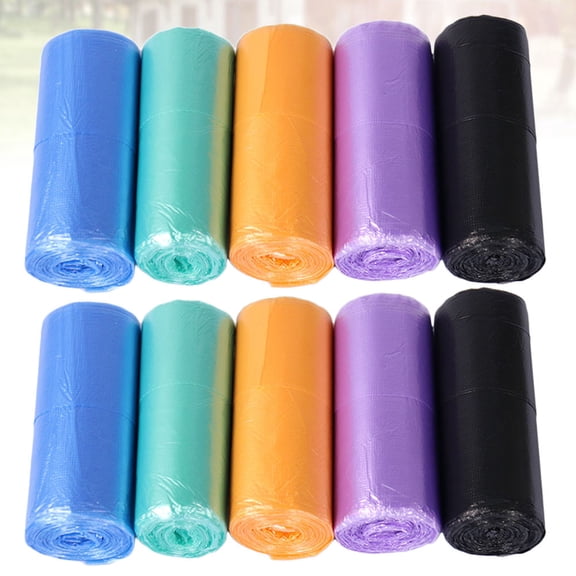 IBASETOY 10 Volumes 200 Pcs Portable Thickened Disposable Garbage Bags Flat Mouth Breakpoint Refuse Bags for Home Kitchen Random Color