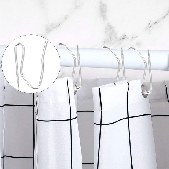 IBASETOY 100Pcs Plated Silver Metal Iron Hook S Shaped Bathroom Curtain Hook Shower Curtain Ring Rustproof