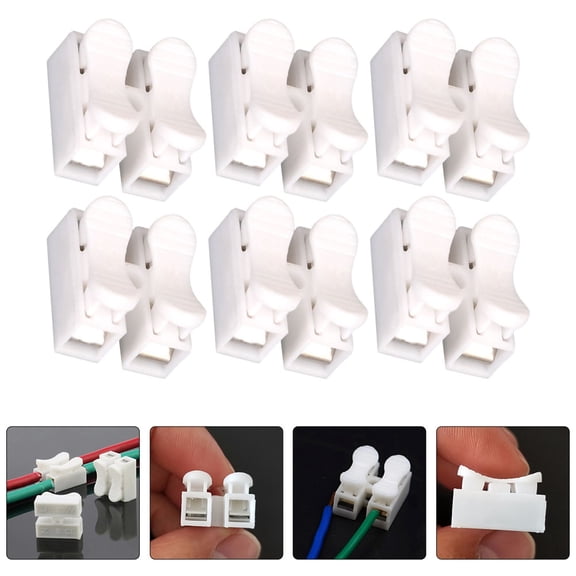 IBASETOY 100Pcs White Plastic 2P Push Type Self Locking Terminal Block Wire Connector for Home Electrical Wiring