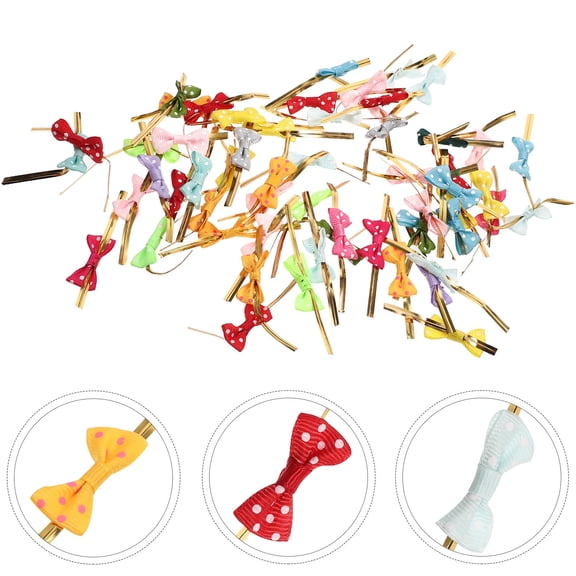 IBASETOY 100Pcs Food Bag Ties Bowknot Twisted Ties Sealing for Dessert Shop