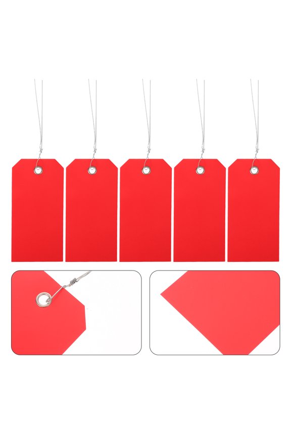 100Pcs Versatile Red Plastic Tags with Wire for Luggage, Shipping, Garden, and Cable Labeling