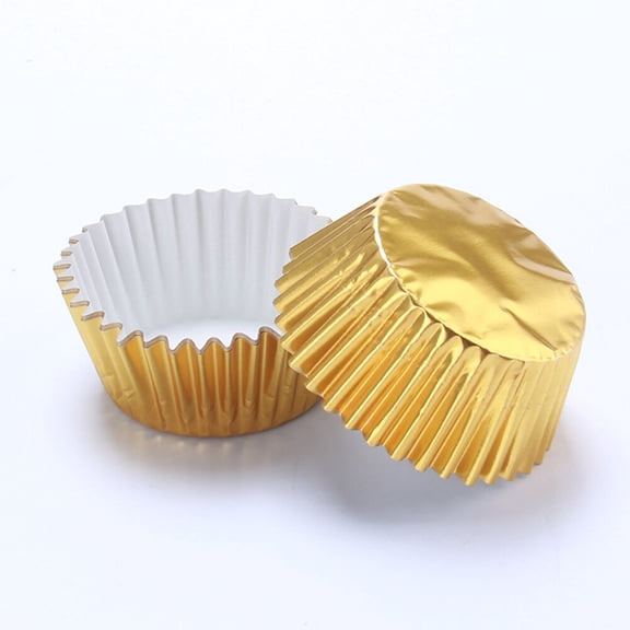 IBASETOY 100pcs Aluminum Baking Cups Gold for Party Snacks Round
