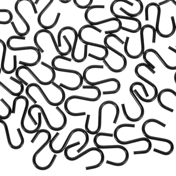 IBASETOY 100Pcs Black Metal Punch Hooks Strong and S Shaped Hooks for Coat and Hat Organization