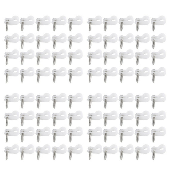 IBASETOY 100pcs Rtype Cable Clip Plastic Wire Holder for General Users Indoor