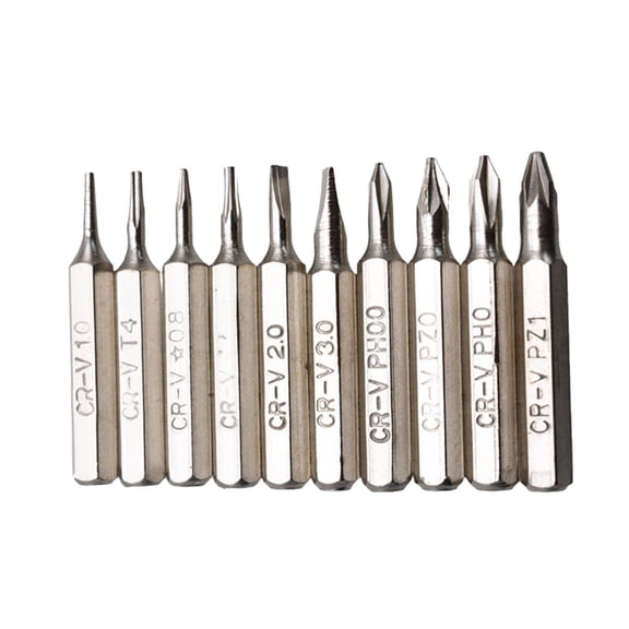 IBASETOY 10PCS Cross Shape Word Shape Plum Head Screwdriver Bit Set Silver Manual Electric Screwdriver DIY Projects