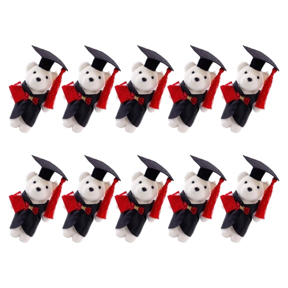 IBASETOY 10PCS Soft Tiny Bears Doll Graduation Mini Plush Animal for Bouquet Decoration for Ceremonies