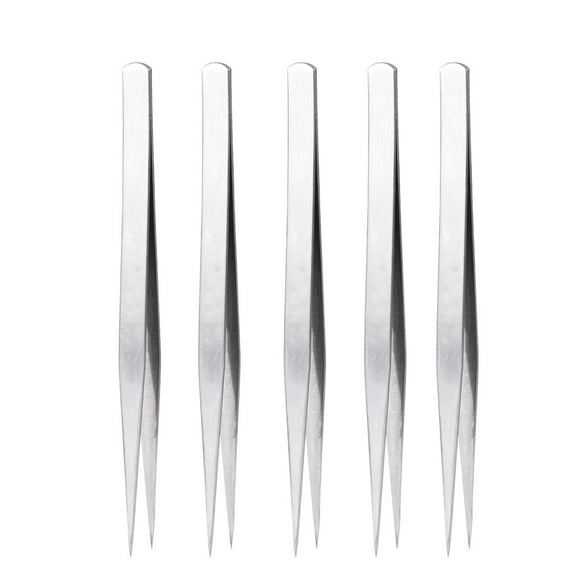 IBASETOY 10Pack Tweezers for Electronics Silver Ergonomic Use in Sewing Machine Tool