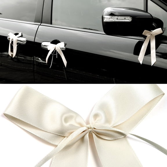 IBASETOY 10Pcs Hand Made Beige Wedding Bow Riband for Car and Party Decorations