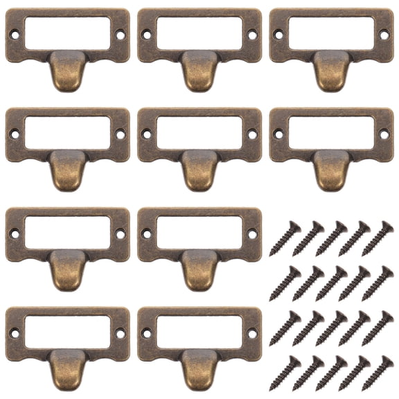 IBASETOY 10Pcs Assorted Color Zinc Alloy Label Pull Handles with Retro Design for Cabinet Doors