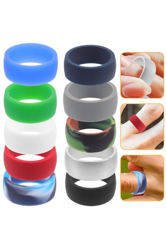 10Pcs Silicone Rings for Men Flexible Breathable Sports Rings Ergonomic Design Assorted Colors