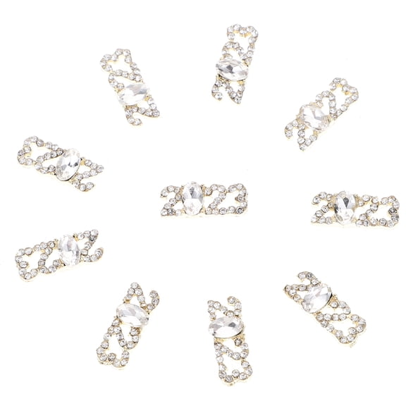 IBASETOY 10Pcs Number Nail Charms Golden Nail Manicure Decors For Diy Art And Special Days