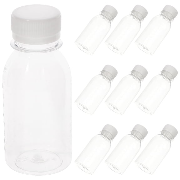 IBASETOY 10Pcs Portable Clear Juice Bottles for Kitchen Use Sealed Transparent Reusable ABS Water Milk Bottles 100ml