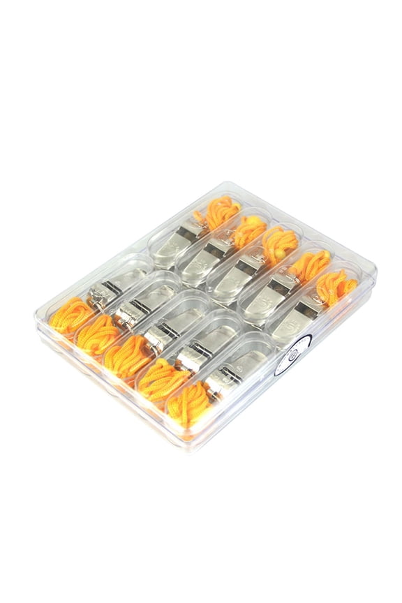 10Pcs Loud Whistle for Outdoor Use Metal Stainless Steel with Keychain Easy Carry