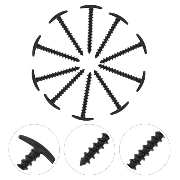 IBASETOY 10Pcs Black Plastic Tent Stakes for Camping Strong Durable Tent Pegs for Beach and Garden
