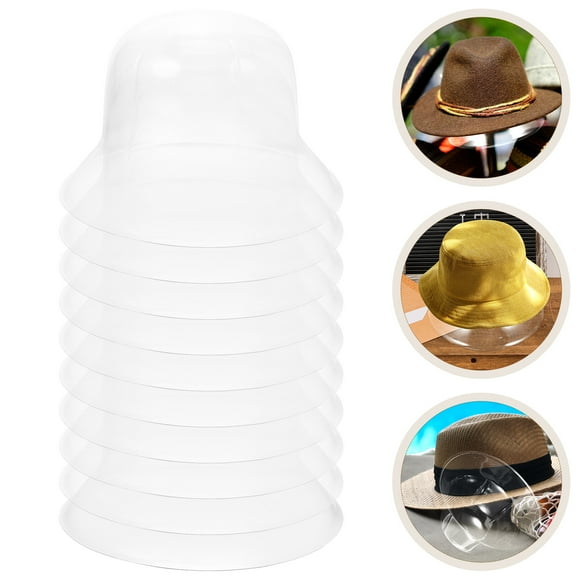 IBASETOY 10Pcs Lightweight Transparent PVC Hat Holders Bucket Cap Inserts for Storage and Display