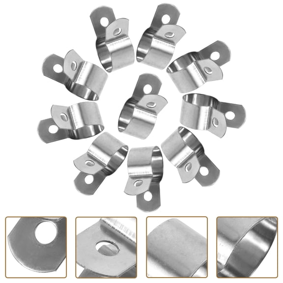 IBASETOY 10Pcs Stainless Steel U Shaped Brackets Metal Clamps for Home Wire and Cable Securing