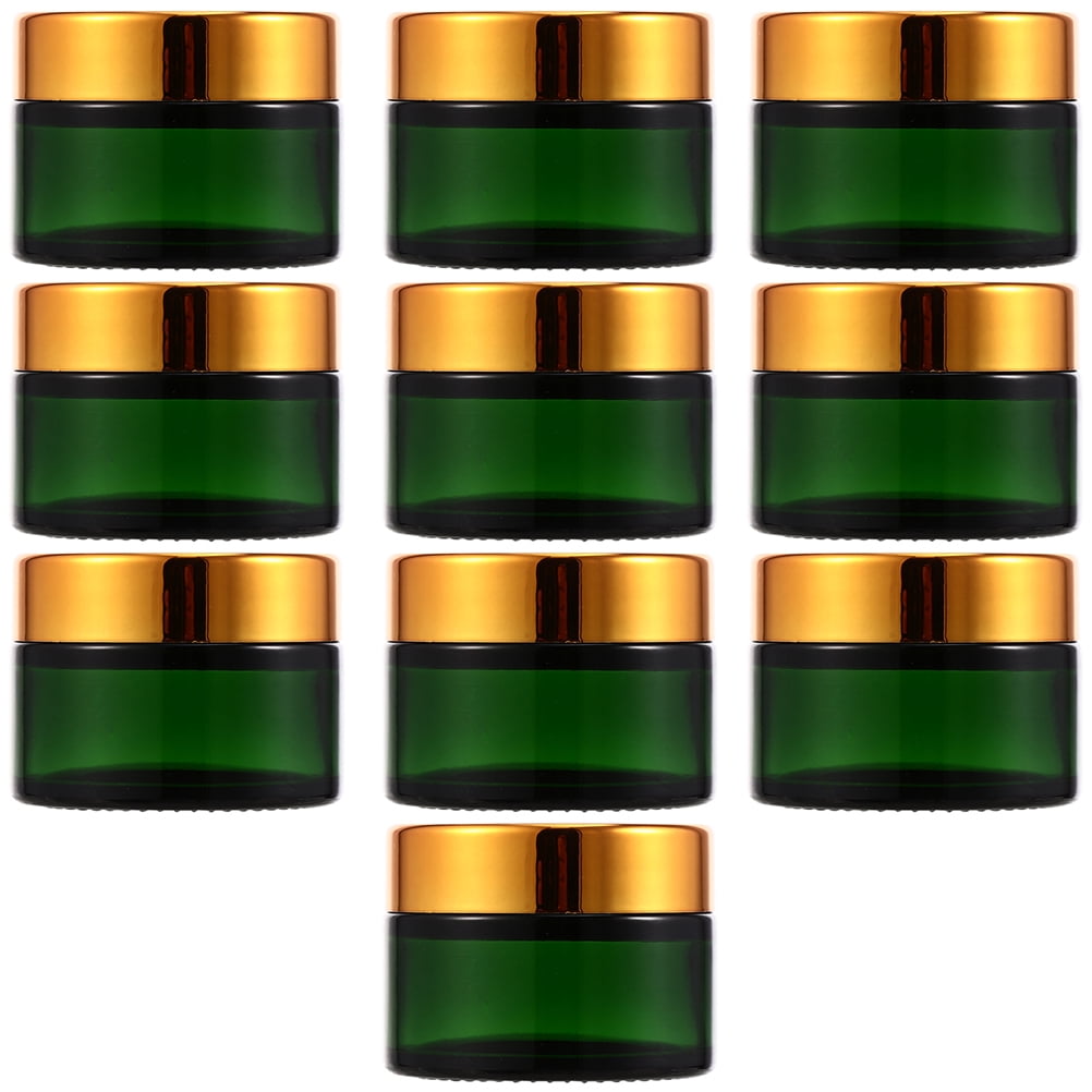 IBASETOY 10pcs Reusable Green Glass Containers for Storage Leak Proof Compact Size Travel Friendly