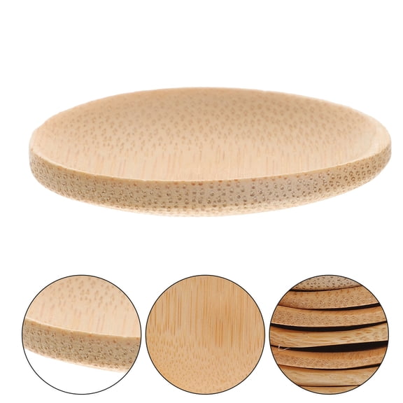 IBASETOY 10pcs Round Seasoning Dishes Bamboo Small Plates for Bar Events