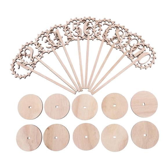 IBASETOY 10pcs Rustic Wedding Table Numbers in Beige and Wood Color for Seating Assignments