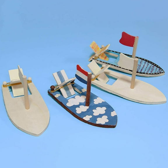 IBASETOY 12Pcs Handmade Sailboat Kit Wood Crafts Graffiti Activity for Children Decor