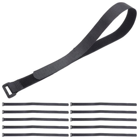 IBASETOY 12Pcs Elastic Hook and Loop Straps Black Durable Cinch Strap for Organizing Cords and Mats