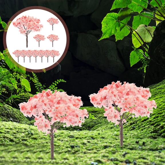 IBASETOY 12pcs Pink Cherry Trees Model for Scenic Landscape Enhancements