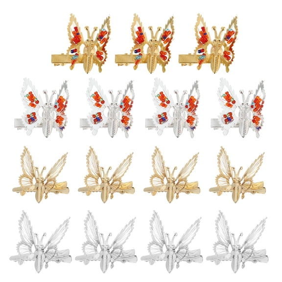 IBASETOY Metal Butterflies Hair Clip Zinc Alloy Vibratable Wing Women 15Pcs