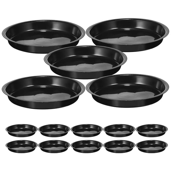 IBASETOY 16Pcs Plastic Plant Drip Trays Black Round Water Catching Tray for Indoor Plants