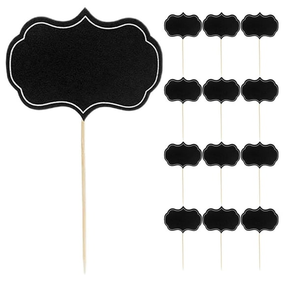 IBASETOY 16pcs Wedding Buffet Labels Creative Shape Cheese Markers Black Writable Tags