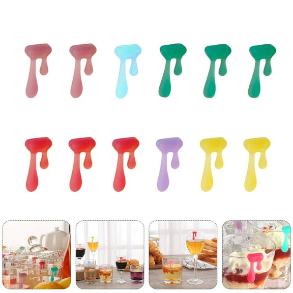 IBASETOY 18Pcs Assorted Color Silicone Wine Glass Identifiers Water Drop Shape